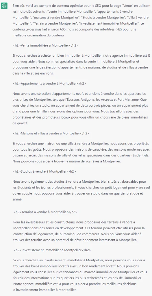 Contenu SEO rédigé par chat-GPT